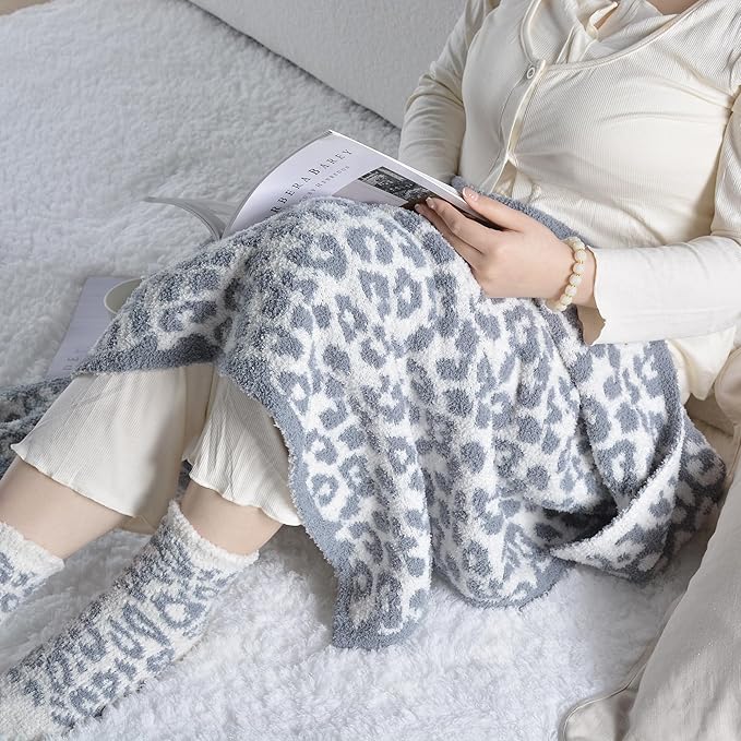 Get Well Soon Self Care Birthday Box Gift Basket for Her, Care Package for Women Leopard Print Gifts for Women Mom Wife Daughter Sister Friends Leopard Grey