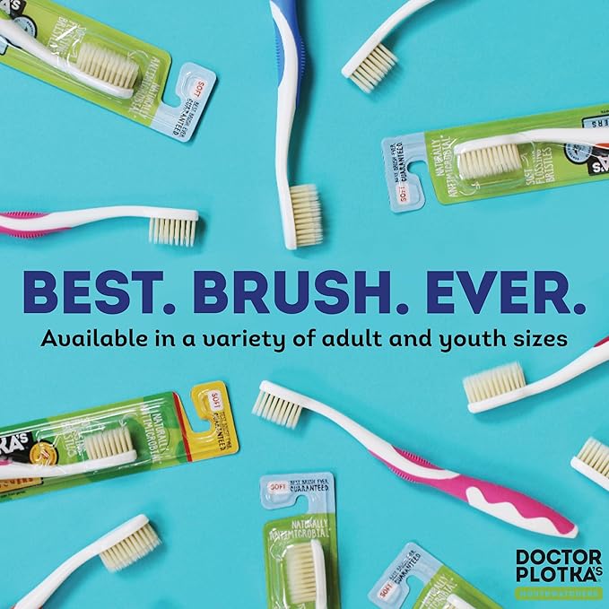 MOUTHWATCHERS Soft Flossing Folding Travel Toothbrush, Red, Ultra Clean, Good for Sensitive Teeth and Gums, by Dr. Plotka's