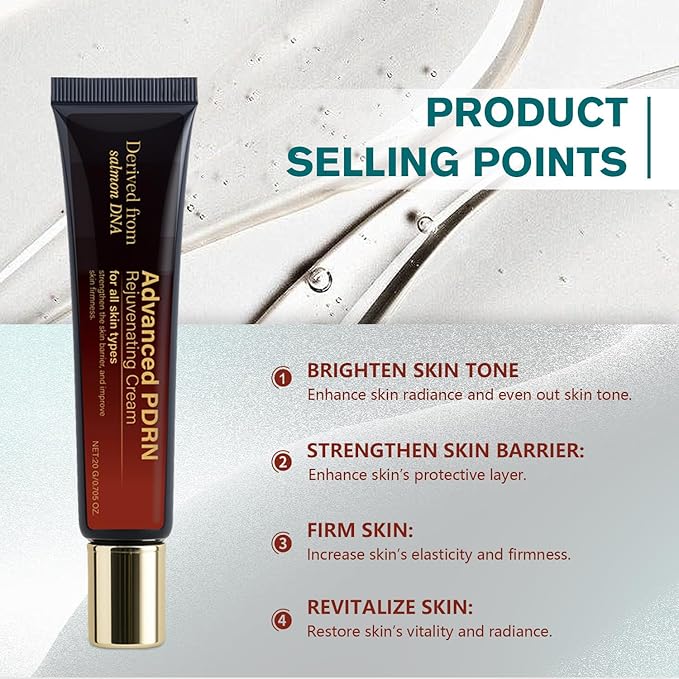 Advanced PDRN Rejuvenating Cream, 99% Pure Salmon DNA Collagen Gel Repair Cream, 0.7 oz, with Hyaluronic Acid and Niacinamide, Nighttime Skin Repair,Inspired Skincare