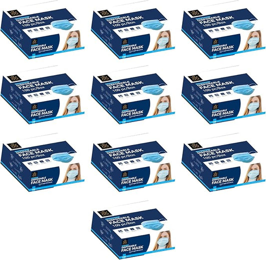 Disposable Face Mask | Pack of 1000 | Safety Face Mask | Non Woven Thick 3-Layer Breathable Mask | Adjustable Earloop, Mouth and Nose Protection | Dust Mask | Masks for Facial Cover
