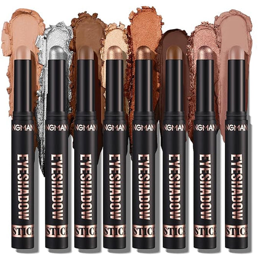 Jolilab Eyeshadow Stick Set, 8 Colors Matte Professional Bright-Colored Contouring and Highlight Stick, Cream Waterproof Long Lasting High Pigmented Eye Shadow. (8, A1)