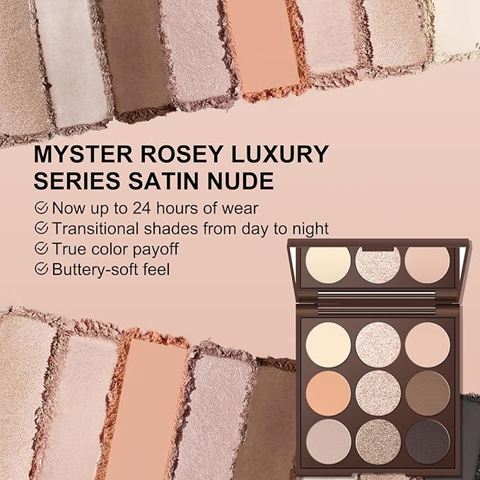 Neutral Eyeshadow palette, Nude eye shadow palette, Matte, Metallic Shimmer Finish, High-Pigment eyeshadow makeup palette with Mirror, Long-lasting Wear, Vegan, Cruelty-free - 0.5oz