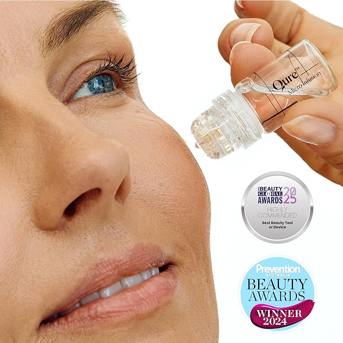 Qure Micro Infusion System for Face & Neck - Facial Moisturizing Essence, Even-looking tone, Serum for All Skin Types, Refreshed and Luminous Skin - 2-Month Supply
