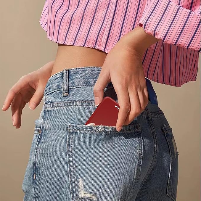 Kintion Rechargeable Pocket Mirror, Double Sided 1X/3X Magnification Compact Vanity Mirror, 3 Color Lights, Dimmable, Small Portable Wallet Mirror, Lighted Travel Mirror for Women Gifts, Wine Red