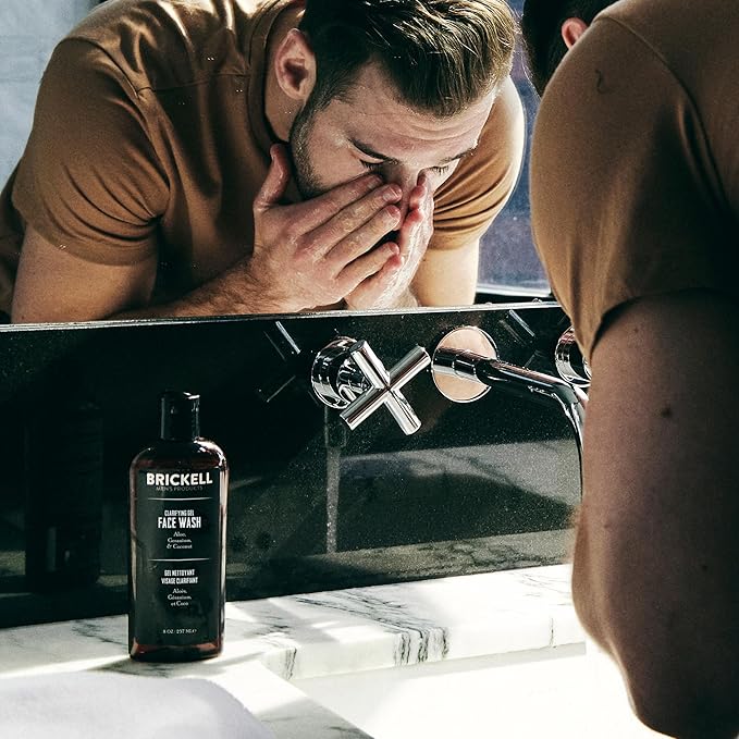 Brickell Men's Daily Elite Face Care Routine I, Toner, Gel Facial Wash, Face Scrub, Anti-Aging Night Cream, Eye Cream, Charcoal Mask and Moisturizer, Natural and Organic, Scented