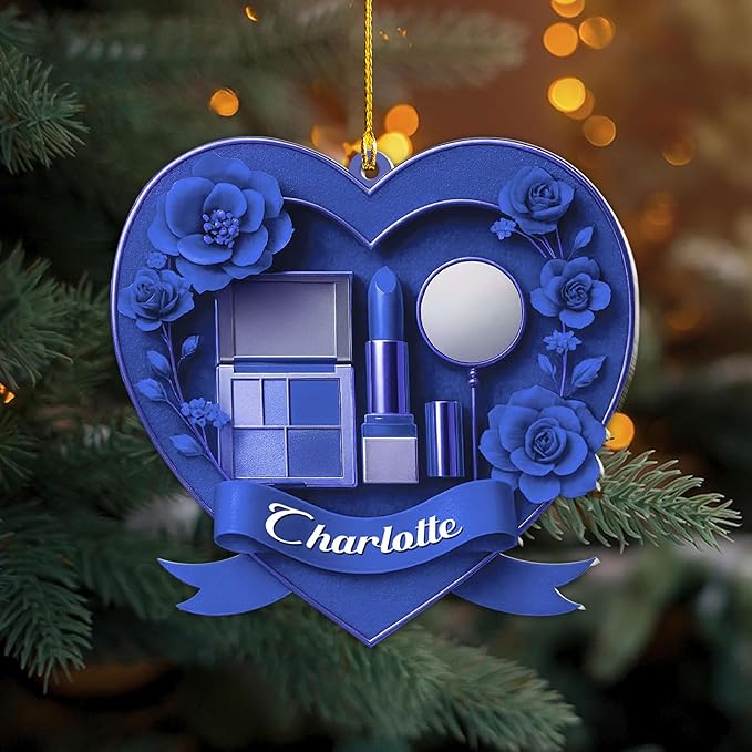 Personalized Makeup Tools Christmas Ornament 2025, Makeup Box Christmas Ornament Gift for Makeup Artist, Christmas Tree Decor for Makeup Shop, Gift for New Makeup Coworkers (Makeup 11)