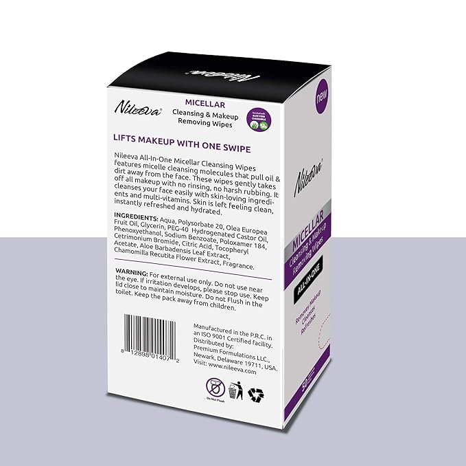 Face Makeup Remover I Makeup Cleansing Wipes For Home, Travel or Hotels, Makeup Retail I SINGLE WIPES I Easy Dispensing Box For Hotels (1200 Wipes [24 Packs X 50 Wipes] Super Bulk Value)