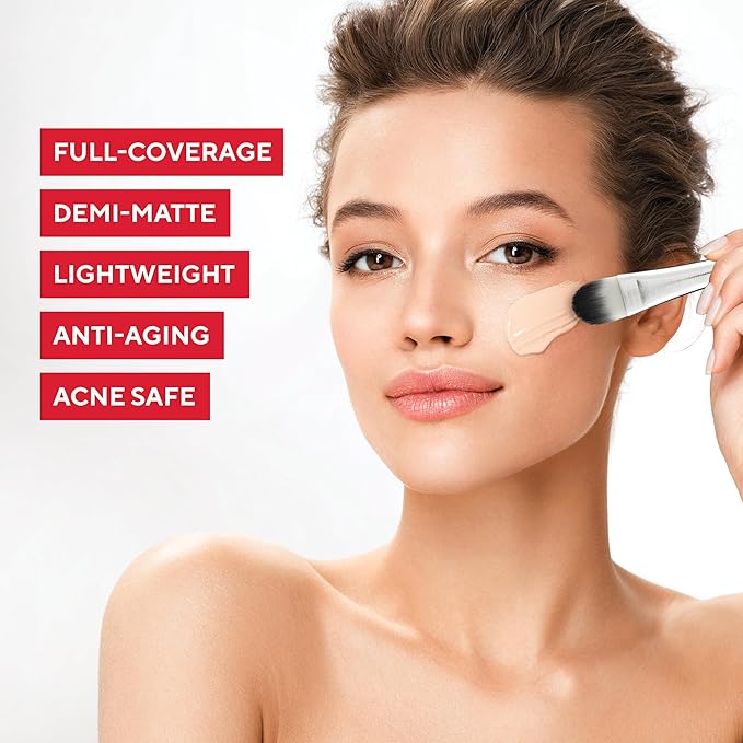 Mirabella Invincible For All HD Liquid Foundation - Anti-Aging Full Coverage Liquid Face Makeup - Moisturizing, Hydrating & Lightweight Foundation for All Skin Types (Porcelain P10)