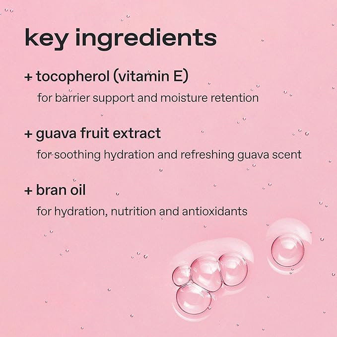 glow guava facial cleanser : hypoallergenic face cleanser & makeup remover, oil-gel hybrid, non-drying, all-in-one cleanser for hydration, 6.4 oz