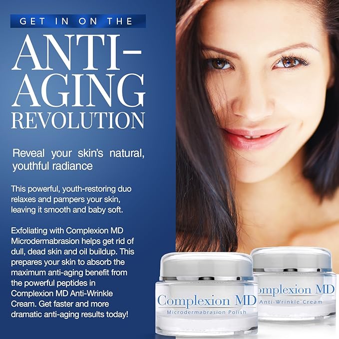 Anti Aging 2 Step Skin Care System (Bundle) - Microdermabrasion Scrub (1.69 oz) + Anti Wrinkle Cream (1 oz) - Reduce Fine Lines & Wrinkles - with Peptides & Hyaluronic Acid