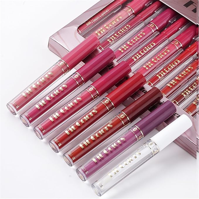 BONNIE CHOICE 13Pcs Matte Liquid Lipstick + Lip Liner Pens Set, 6 Matte Lipstick+6 Matching Smooth Lipliner+ 1Pcs Lip Plumper Makeup Set Kit, Waterproof Long Lasting 24 Hour Lip Makeup Gifts for Women