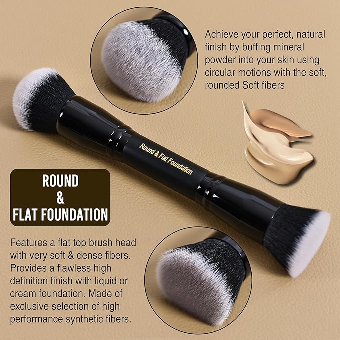 LORYP Foundation Brush Contour Bronzer Brush Double Ended kabuki Brush for Blending Liquid Powder Concealer Cream
