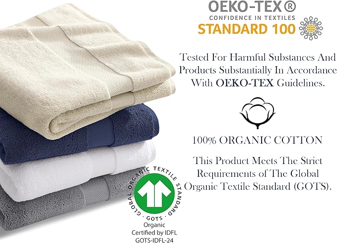 Delara Organic Cotton Luxuriously Plush Bath Towel 33 Piece Set|GOTS & Oeko-TEX Certified|Premium Hotel Quality Towels|Feather Touch Technology|650 GSM Long Staple|Soft, Quick Dry & Ultra-Absorbent