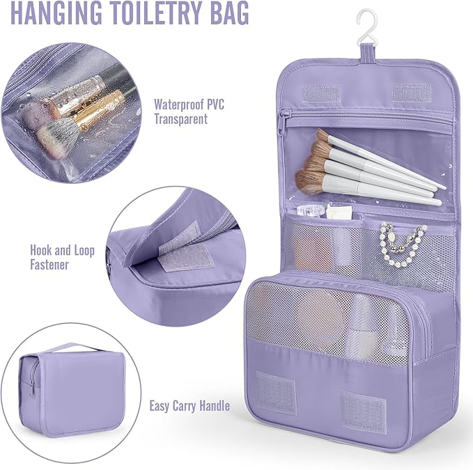 Veken 10 Set Packing Cubes for Travel Essential, Suitcase Organizer Bags in 4 Sizes, Carry-On Luggage Accessories with Large Laundry & Hanging Toiletry Bag, Must-Have for Airplane, Road Trip & Camping