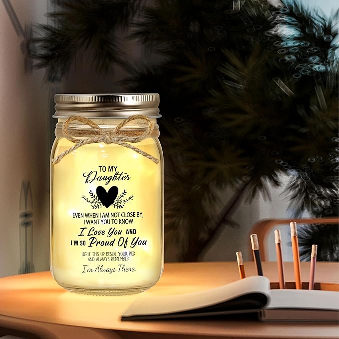 Gift for Daughter, Daughter Gifts from Mom, Daughter Birthday Gifts from Mom Dad, Mother Daughter Gift, Christmas Daughter Gift Mother's Day Daughter Gift Graduation Decorative Jar Light Night
