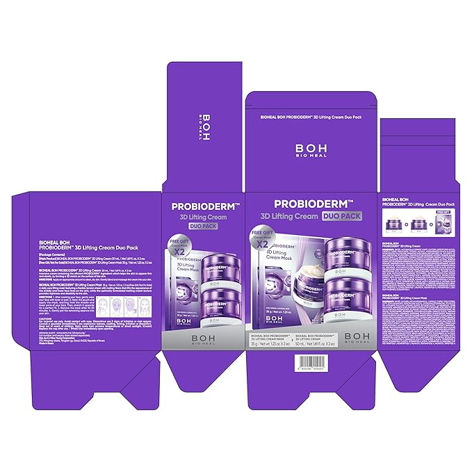 BIOHEAL BOH PROBIODERM™ 3D Lifting Cream Double Set + Cream Masks | Korean Anti-Aging Face Cream for Wrinkles & Skin Firming | Peptide Face Mask for Jawline Lift | Skincare Gift Set for Women & Men