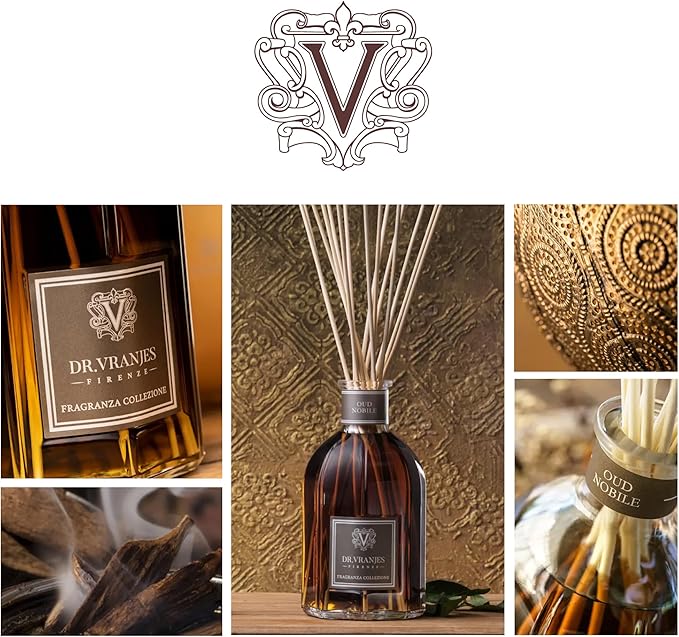 Dr. Vranjes - Oud Nobile 500 ml Reed Diffuser + Elegant Shopping Bag, Luxurious Home Fragrance, Woody & Resinous Notes, Made in Italy