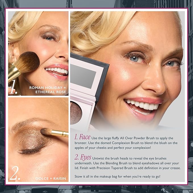 LAURA GELLER NEW YORK Holiday 2025 Gellers Greatest Kit - Baked Face & Eye Palette New York Minute + 4-in-1 Travel Makeup Brush