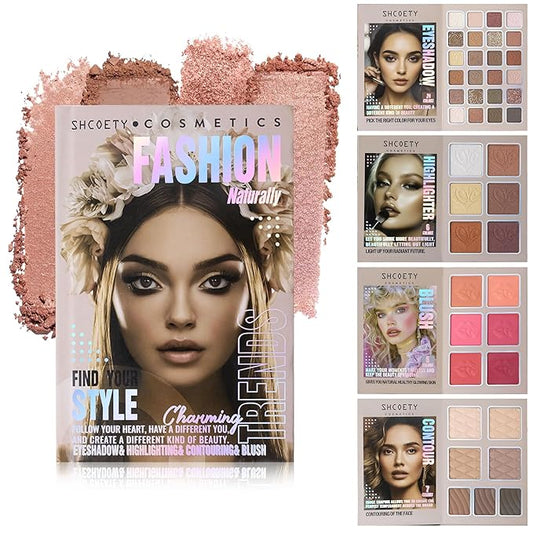 4-Layer Multi - Functional Beauty Book Kit- Style Makeup Palette Ingeniously Combines Eyeshadows, Blushes, Highlighters, Contour Powders In One,Best Choice for A Gift for Women (SH2512A)