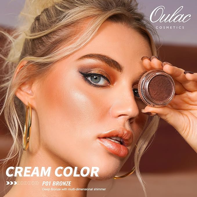 Oulac Pink Cream Eyeshadow also for Highlighter Large Capacity Highly Pigmented Eye Shadow Waterproof &Long Lasting with Moisturizing Formula 11