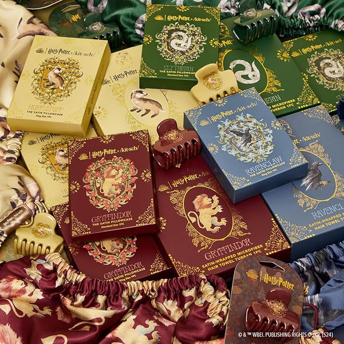 Kitsch x Harry Potter Slytherin Satin Pillowcase with Zipper for Hair & Skin – Double-Sided, Softer Than Silk, Wrinkle-Free, Machine Washable, Frizz Control, Breakout Prevention - King Size (19x36)