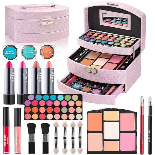 Hot Sugar Makeup Kit for Girls 10-12 | All-in-One Beginner Cosmetic Set with Real Tools & Cosmetics | Birthday Christmas Gift for Tweens, Teens & Kids (Pink)