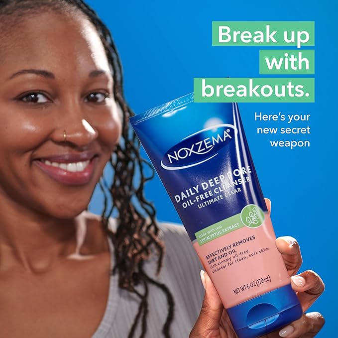 Noxzema Deep Cleansing Cream For healthy-looking and soft skin Original Face Cleanser Face Wash Removes Dirt, Makeup and Oil 8oz 6 Count