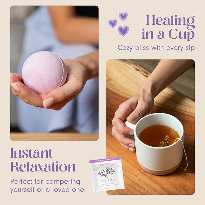 Unboxme Gifts Mini Lavender Spa Gift Set - Relaxation Gift Basket for Women - Self Care Package with Lavender Candle, Bath Bomb, Soap, Greeting Card & More