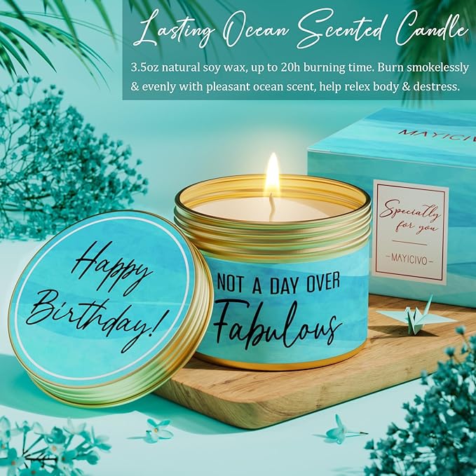 Birthday Gifts for Women Friendship, Unique Happy Birthday Gifts Basket for Mom Her Best Friend Sister Wife Girlfriend Coworker, Luxury Self Care Box Ocean Relaxing Spa Gifts Set for Women w/ Blanket
