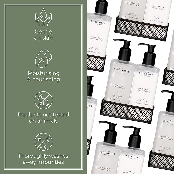 Pecksniff's Gardenia & White Peach Hand Wash and Body Lotion Set, 300ml 10.1 fl. oz. each