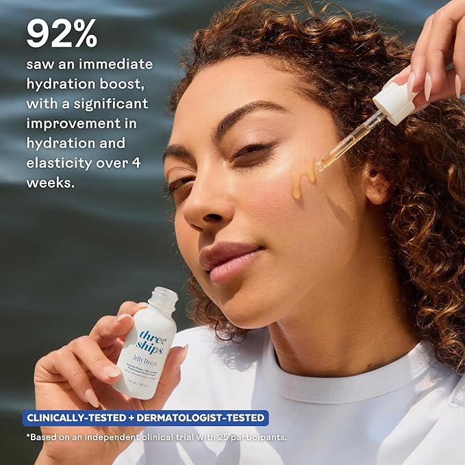 Three Ships - Jelly Drops Kakadu Plum + Mushroom Hyaluronic Acid Serum | Hydrate, Replenish, Plump Skin | Cruelty-Free, Vegan, Paraben-Free, Sensitive Skin Safe (1 fl oz | 30 mL)