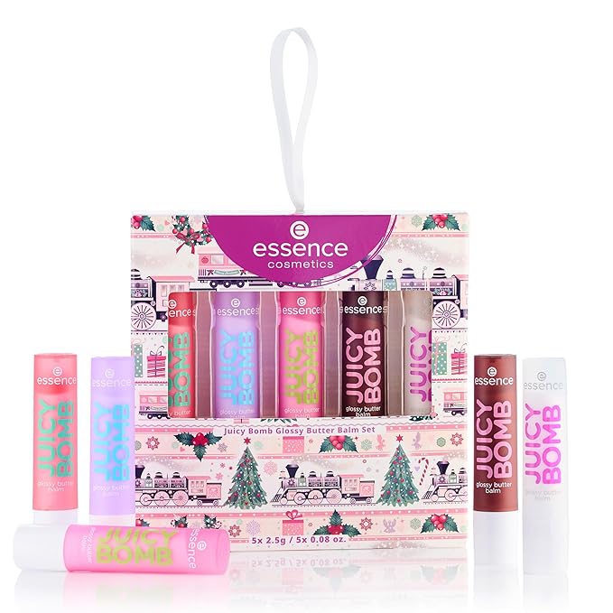 essence Juicy Butter Balm Holiday Gift Set | 5 Vegan & Cruelty-Free Lip Balms | Stocking Stuffer for Beauty Lovers