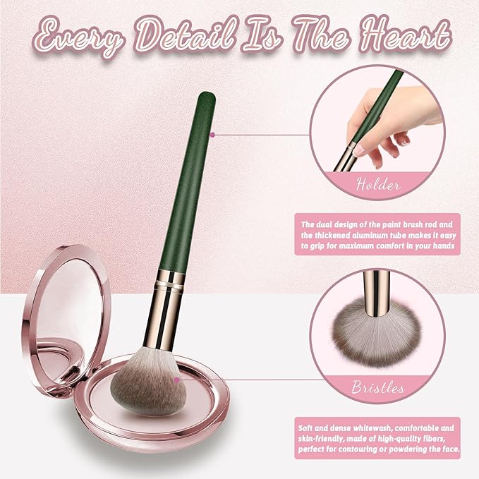 Makeup Brush Set, Premium Synthetic 14 Pcs Makeup Brushes, Travel Makeup Brush Set for Foundation, Concealer, Blush and Eyeshadow Brush(Green)