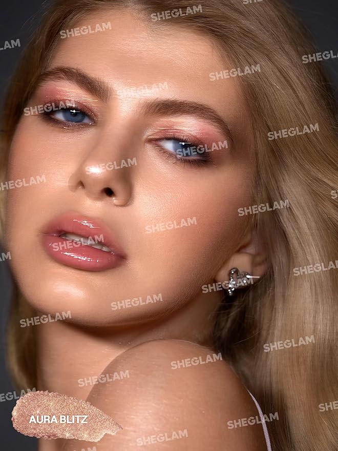 SHEGLAM Crystal Jelly Glaze Stick Eye Shadow Stick Eyeliner Brightener Pencil Crayon with Brush Easy to Blend Long Lasting Shimmer Eyeshadow-Aura Blitz