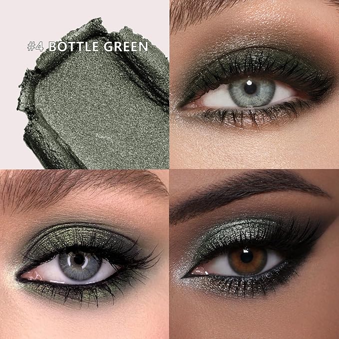 CHIFURE Eyeshadow Stick, Shimmer and Matte Cream Eye Shadow Brightener Sticks Eyeliner Pencil Crayon, Waterproof Long Lasting Eye Highlighter Stick Makeup,0.056 Oz(#4-Bottle Green)