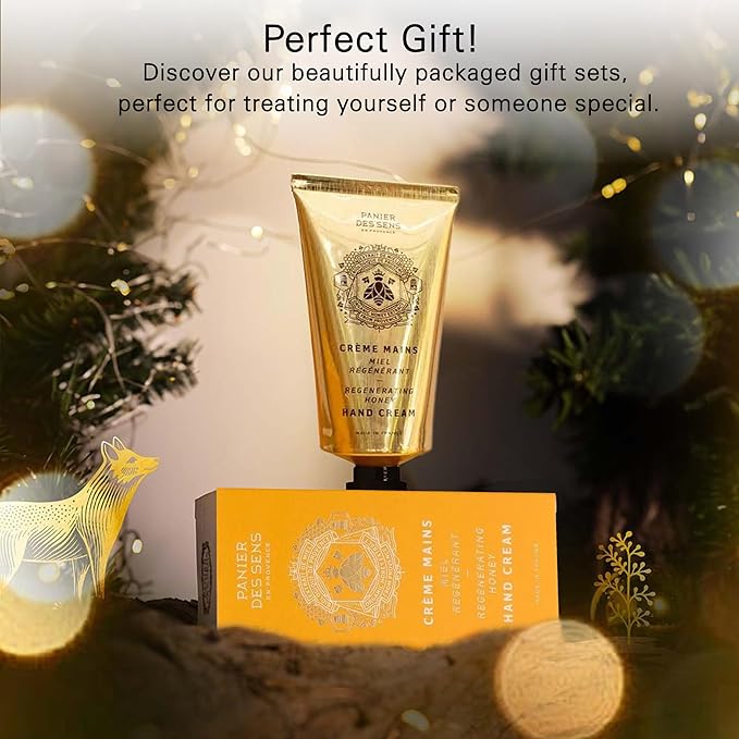 Panier des Sens - Hand Cream for Dry Cracked Hands - Hand Lotion with Honey & Shea Butter - Vitamin E Skin Moisturizer with 97% Natural Ingredients - Made in France, 2.5 fl oz