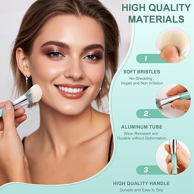 Docolor 6 Pieces Travel Makeup Brush Set, Portable On-The-Go Makeup Brush Set Travel Size Makeup Brushes for Powder Contour Blush Eyeshadow Brow Brush Make Up Brushes with Brush Foldable Holder