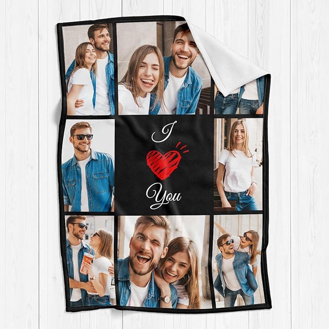 Custom Blanket with Picture Text Customized Thow Blankets Personalized Blanket, Customizable Blanket Photo Blankets, Customize Gifts for Mom Dad Couple Girlfriend Boyfriend Wife Husband