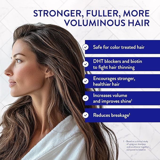 Routine Wellness Anti-Thinning Shampoo and Conditioner Set for Thinning Hair - Biotin DHT Blocker Women & Men - Color Safe Shampoo for Hair Loss & Healthier Hair - Sage & Bergamot (Pack of 2)