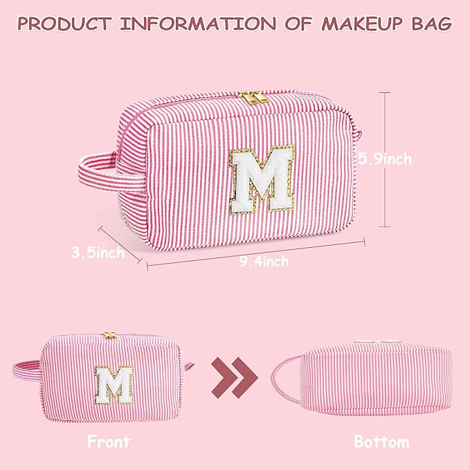 YOOLIFE Gifts for Teen Girls - Personalized Initial Makeup Bag, Birthday Gifts for Women Sister Friend Daughter Girls Kids