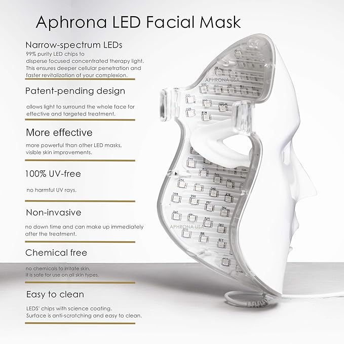 FDA cleared LED Facial Skin Care Mask MOONLIGHT PRO 7 Color Treatment Photon Mask (White)