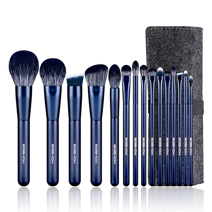 Makeup Brush Set, EIGSHOW Professional Makeup Brushes Kit Foundation Powder Concealers Eye Shadows Makeup 15 Piece for Eye Face Liquid Cream Cosmetics Brushes Kit Best Birthday Gift for Women(BLUE)