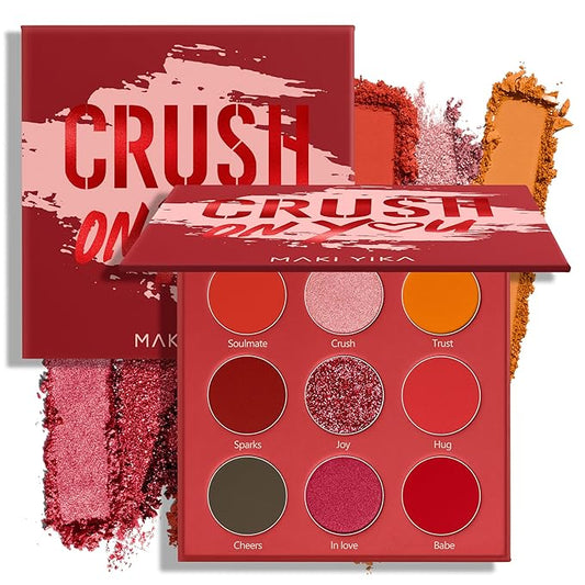 Red Eyeshadow Palette Matte Eye Shadow for Women Long Lasting High Pigmented 9 Shade Glitter Shimmer Matte Red Eye Shadows -9Red