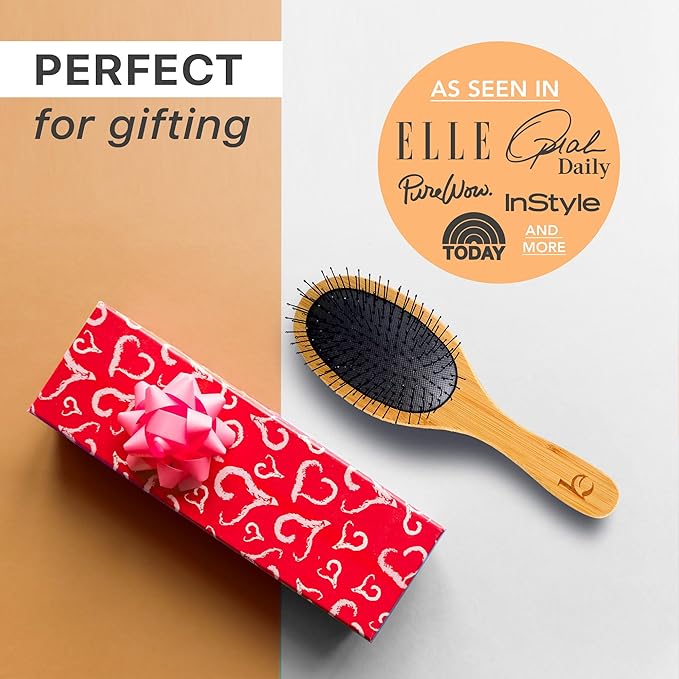 Detangler Bamboo Detangling Hair Brush - For Women, Men, and Kids, Wet or Dry Use With Hair Products