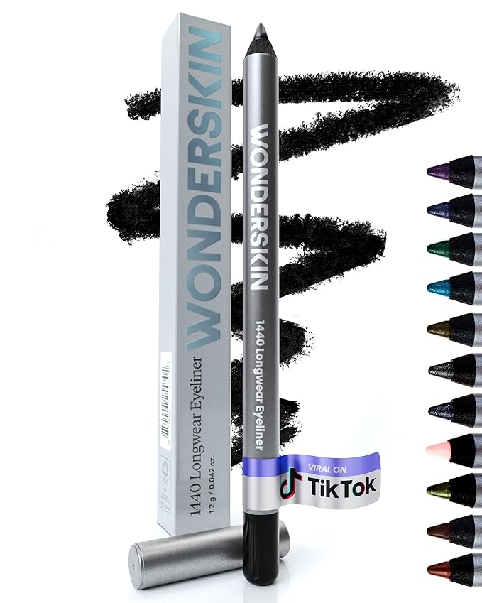 Wonderskin Eyeliner Pencil, 1440 Longwear Deep Black Eyeliner Pencil - Waterproof, Sharpenable & Smudge Proof