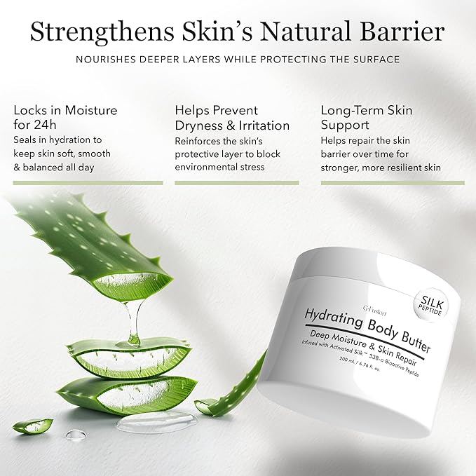 Clean Beauty Silky Body Butter & Body Cream with Silk Peptides – Lightweight Fast-Absorbing Moisturizer with Aloe & Antioxidant Botanicals – Cruelty-Free, Non-Greasy Deep Hydration for All Skin Types