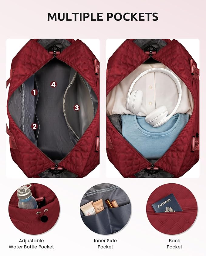 Gifts for Friends - Initial Duffle Bag - Personalized Weekender Bag With Monogram, Shoe Compartment, Travel Bag, Birthday Gift for Daughter or Sister (Letter I)