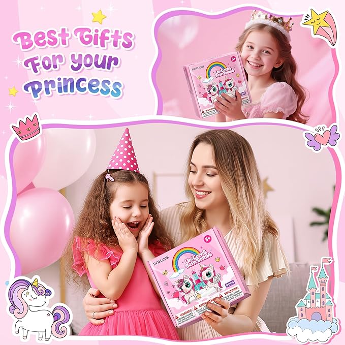 Unicorn Bath Bombs with Surprise Toys Inside, 9 Packs Bubble Bath Bomb for Kids Girls, Christmas Birthday Gifts for Girls, Stocking Stuffers for Kids (36+ Months)