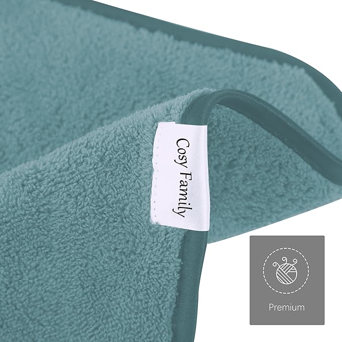 Cosy Family 10 Pack Makeup Remover Wash Cloths - Soft Microfiber Fingertip Facial Cleansing Cloths for Hand and Make Up, 12 x 12 in, Teal