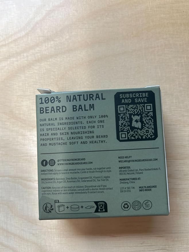 Striking Viking Beard Balm for Men - Leave in Beard Conditioner - Styling Balm Made with Naturally Derived Beard Butter, Argan & Jojoba Oils (2 Ounce (Pack of 1), Cedar Scent)